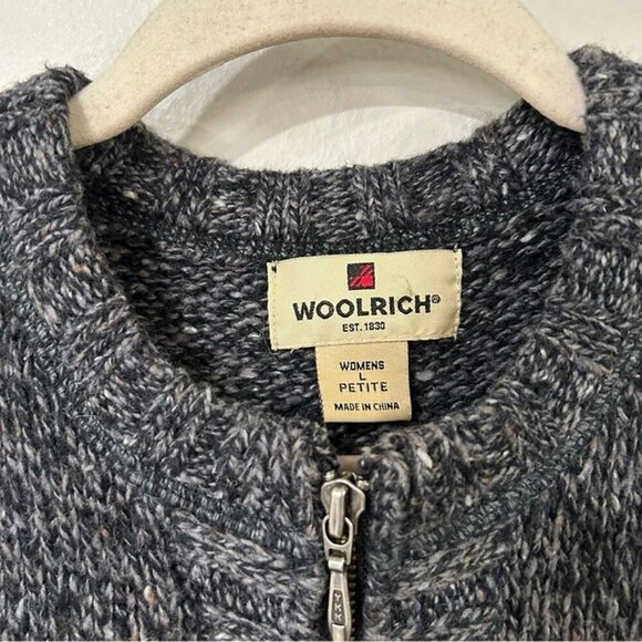 Woolrich Women's Gray Knit Zip-Up Embroidered Wool Blend Vest Size Large Petite - Picture 3 of 8